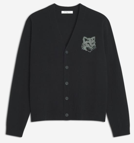 25FW 메종키츠네 폭스 헤드 인타르시아 메리노 가디건 PM00509KM0329 0391 BLACKMEDIUMGREYMELANGE