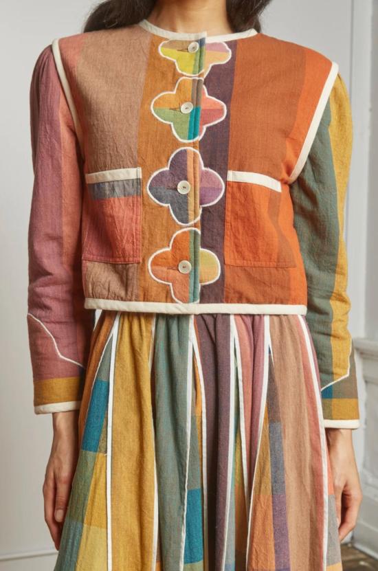  루주타 셰스 자켓 플뢰르 퀼팅 크롭 재킷