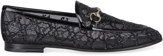 25FW 구찌 메쉬 크리스탈 조르단 로퍼 835483FAEQ0 1046 Black - GUCCI