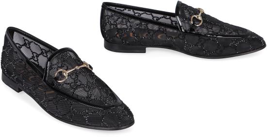 25FW 구찌 메쉬 크리스탈 조르단 로퍼 835483FAEQ0 1046 Black - GUCCI