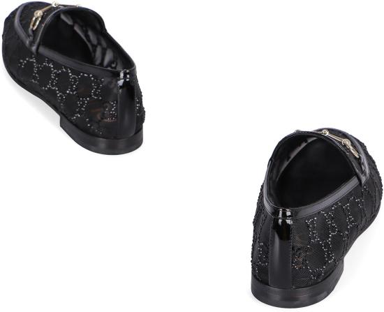 25FW 구찌 메쉬 크리스탈 조르단 로퍼 835483FAEQ0 1046 Black - GUCCI