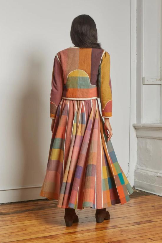  루주타 셰스 롱 스커트 루주타 세스 케이트 스커트 컨페티 첵스 스트라이프 스커트 - RUJUTA SHETH