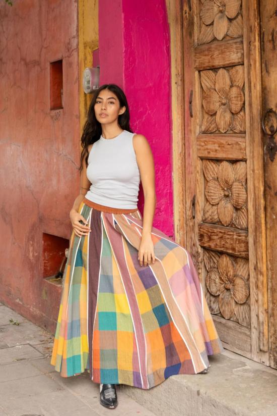  루주타 셰스 롱 스커트 루주타 세스 케이트 스커트 컨페티 첵스 스트라이프 스커트 - RUJUTA SHETH