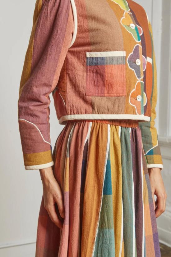  루주타 셰스 롱 스커트 루주타 세스 케이트 스커트 컨페티 첵스 스트라이프 스커트 - RUJUTA SHETH