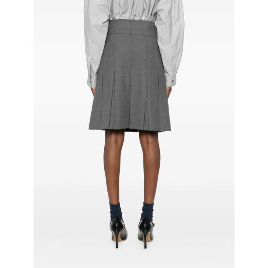 25FW 슈슈/통 보우 웨이스트 플리츠 미디 스커트 MWDESK01 FFV456 GR100 GREY - SHUSHU/TONG