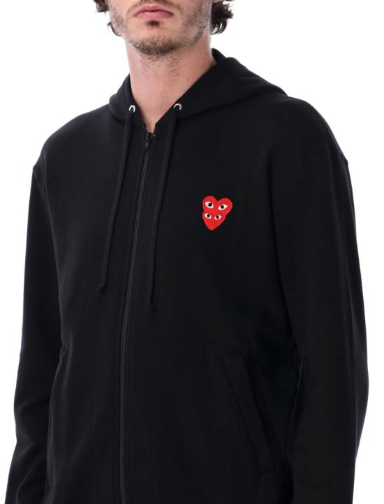26SS 꼼데가르송 플레이 더블 레드 하트 후드 집업 AX T294 0511 Black - COMME DES GARCONS