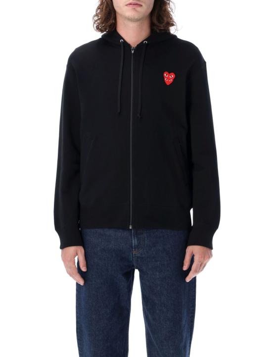 26SS 꼼데가르송 플레이 더블 레드 하트 후드 집업 AX T294 0511 Black - COMME DES GARCONS