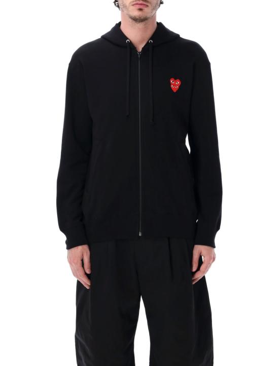 26SS 꼼데가르송 플레이 더블 레드 하트 후드 집업 AX T294 0511 Black