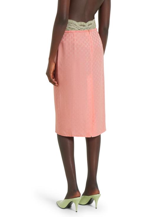 25FW 구찌 GG 실크 자카드 스커트 846275ZATF9 5136 Pink - GUCCI
