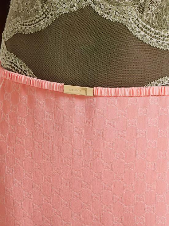 25FW 구찌 GG 실크 자카드 스커트 846275ZATF9 5136 Pink - GUCCI