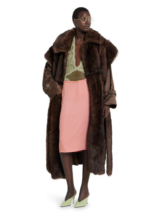 25FW 구찌 GG 실크 자카드 스커트 846275ZATF9 5136 Pink - GUCCI