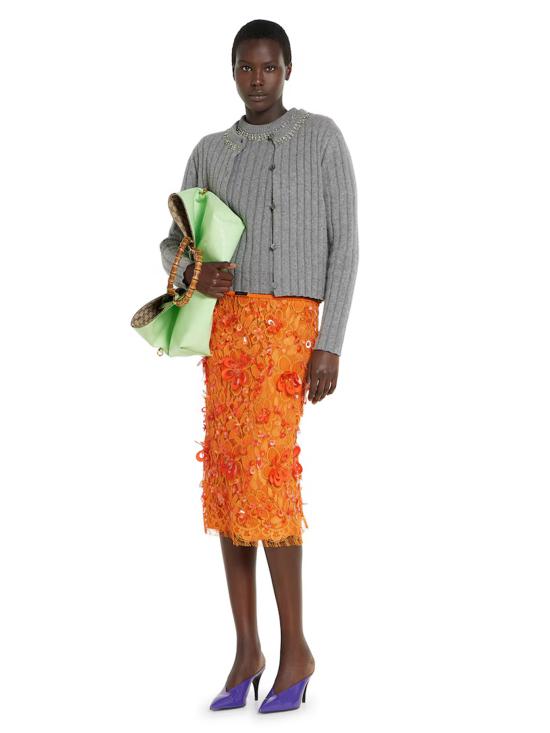 25FW 구찌 립 소프트 울 & 캐시미어 가디건 850583XKFAZ 1176 Grey - GUCCI