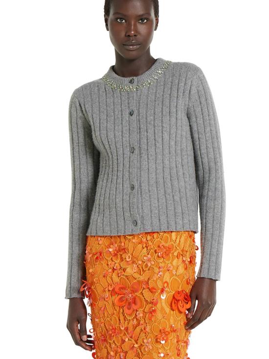 25FW 구찌 립 소프트 울 & 캐시미어 가디건 850583XKFAZ 1176 Grey - GUCCI