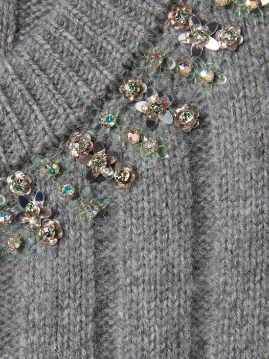 25FW 구찌 립 소프트 울 & 캐시미어 반소매 스웨터 850582XKFAZ 1176 Grey - GUCCI