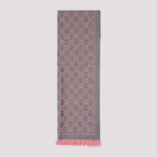 26FW 구찌 GG 자카드 니트 스카프 133483 3G200 1272 GRAPHITE PINK DOM - GUCCI