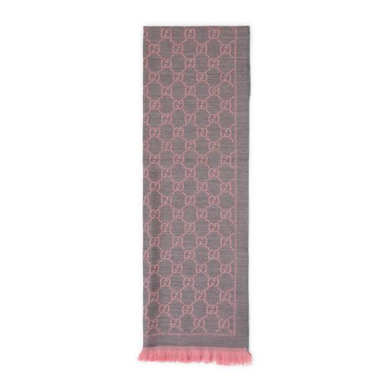 26FW 구찌 GG 자카드 니트 스카프 133483 3G200 1272 GRAPHITE PINK DOM - GUCCI