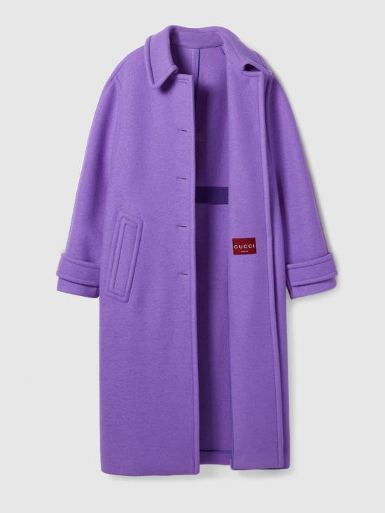 25FW 구찌 컴팩트 울 캐시미어 코트 840075Z8B4W 5007 Purple - GUCCI