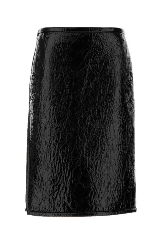 25FW 구찌 샤이닝 레더&네오프렌 미디 스커트 850085XNA8X 1000 Black