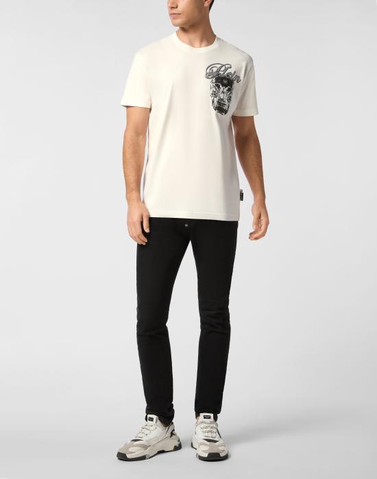 25FW 필립 플레인 반팔 티셔츠 MTK8530 PJY002N 01OF Beige - PHILIPP PLEIN