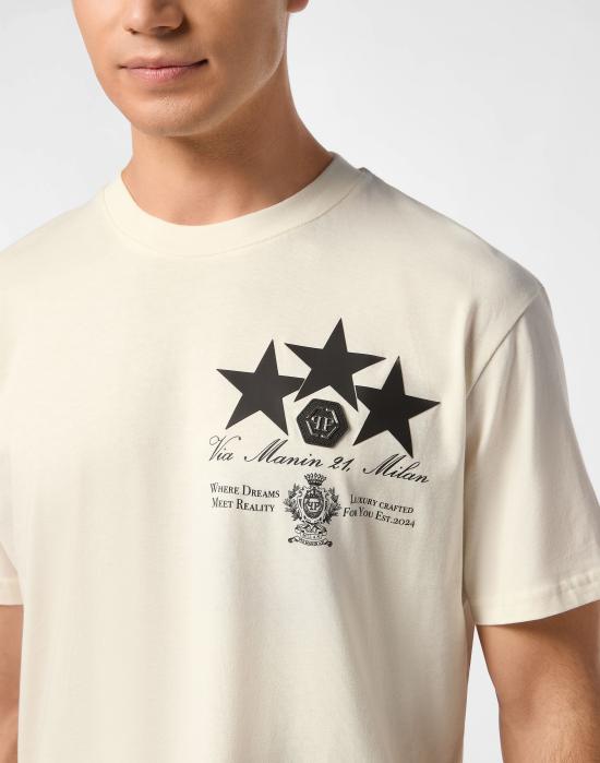 25FW 필립 플레인 반팔 티셔츠 MTK8478 PJY002N 01OF Beige - PHILIPP PLEIN