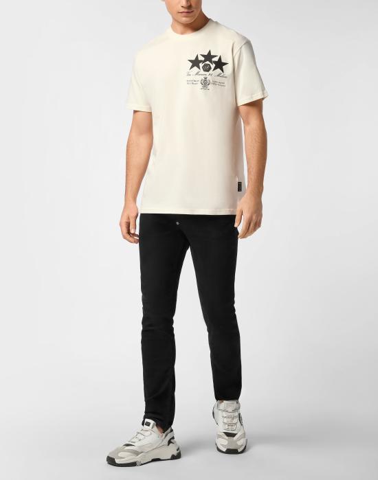 25FW 필립 플레인 반팔 티셔츠 MTK8478 PJY002N 01OF Beige - PHILIPP PLEIN