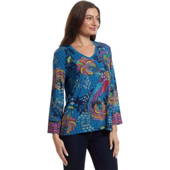  조니 와스 반팔 티셔츠 조니 워즈 제니 V넥 기모노 슬리브 티셔츠 탈라사 - JOHNNY WAS