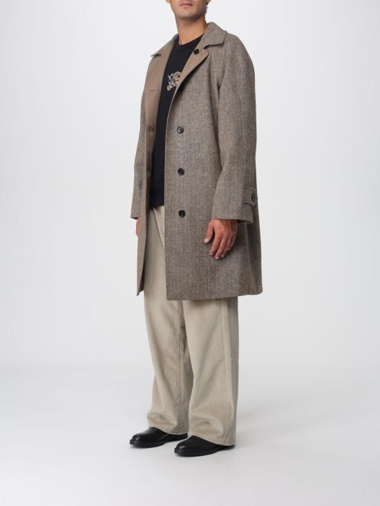 25FW 버버리 롱 헤링본 울 듀얼 카 코트 8117693 Brown - BURBERRY