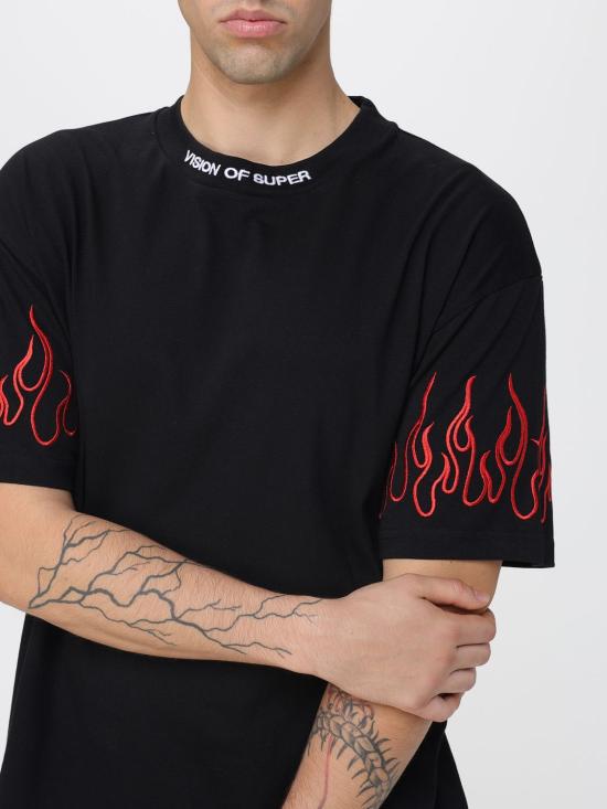 25FW 비전오브슈퍼 반팔 티셔츠 VS024TE BLACK RED Black - VISION OF SUPER