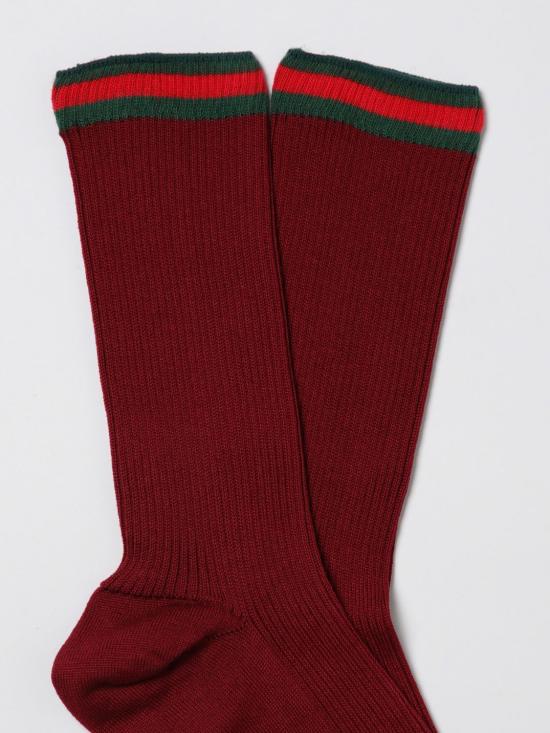 25FW 구찌 리브드 코튼 삭스 8019813GANZ 6100 Burgundy - GUCCI