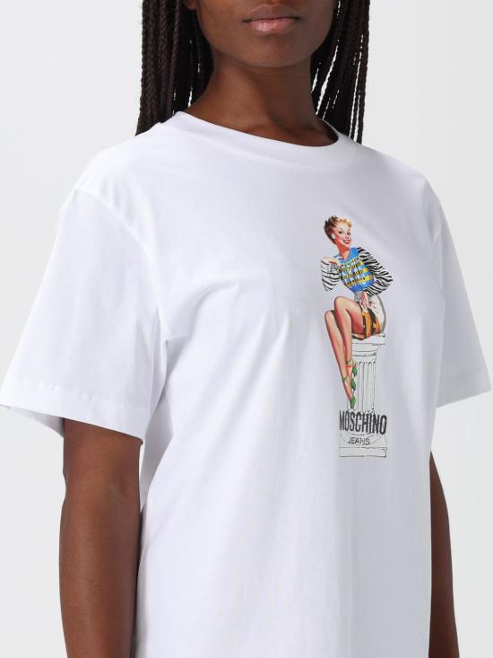 25FW 모스키노 반팔 티셔츠 07138236 2001 White - MOSCHINO