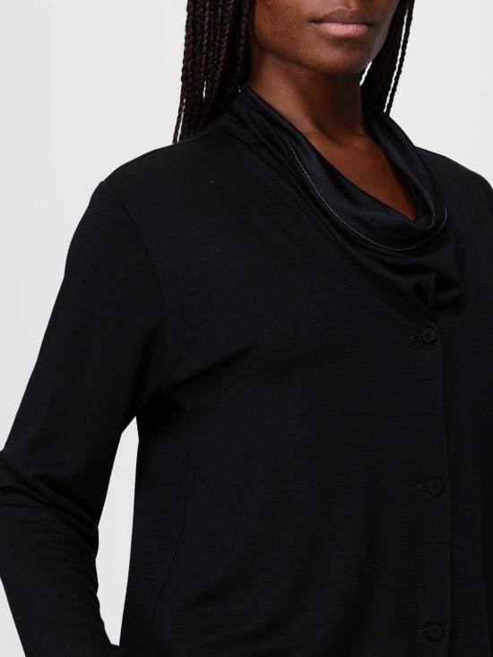 25FW 파비아나 필리피 카울넥 버튼 셔츠 TPD225F532L679 825 Black - FABIANA FILIPPI