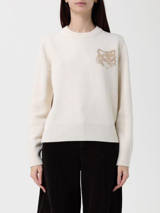 25FW 메종키츠네 폭스 헤드 인타르시아 메리노 스웨터 NW00808KM0329 0395 Ecru