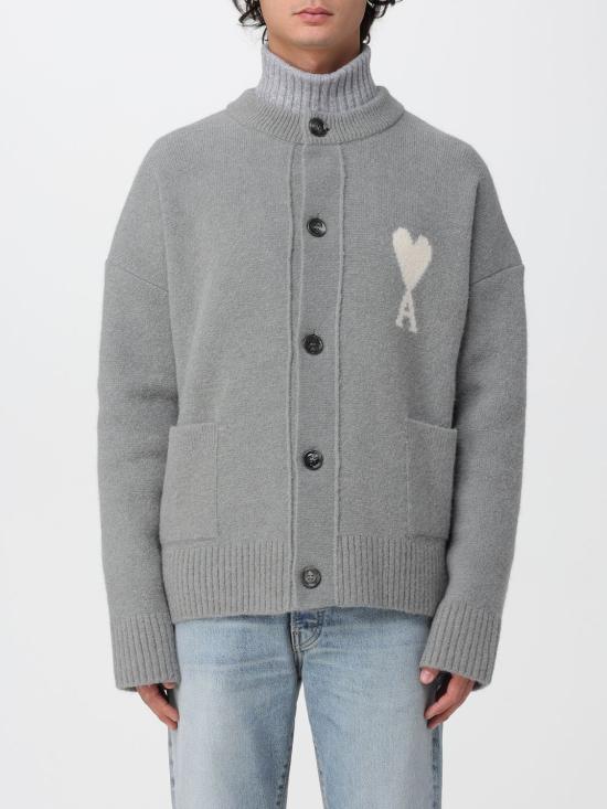 25FW 아미 ADC 하트 인타르시아 알파카 니트 가디건 UKC366KN0135 058 Grey