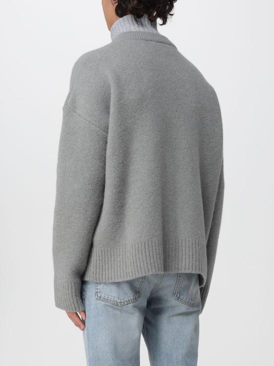 25FW 아미 ADC 하트 인타르시아 알파카 니트 가디건 UKC366KN0135 058 Grey - AMI