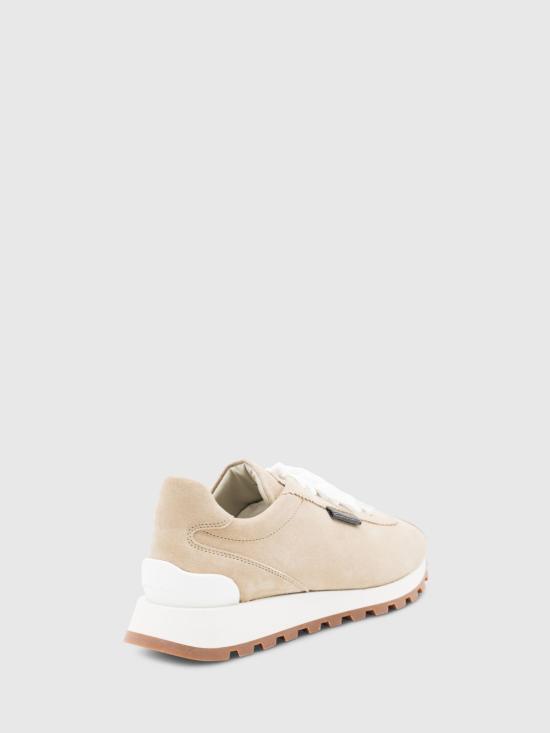 25FW 브루넬로 쿠치넬리 샤이니 탭 스웨이드 러너 스니커즈 MZSFG2110P C4180 Dove Grey - BRUNELLO CUCINELLI