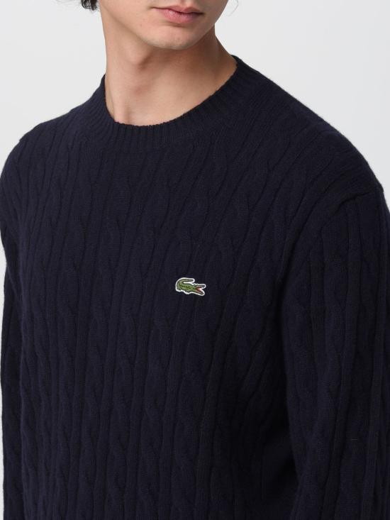 25FW 라코스테 케이블 크루넥 울 니트 AH2924 166 Navy - LACOSTE