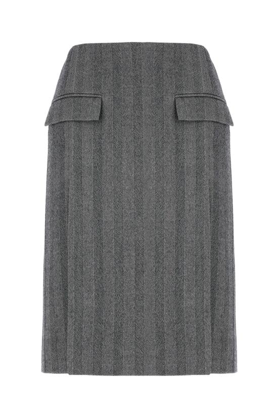 25FW 살바토레 페라가모 미디 스커트 788205 004 NEROWHITE SAND NERO