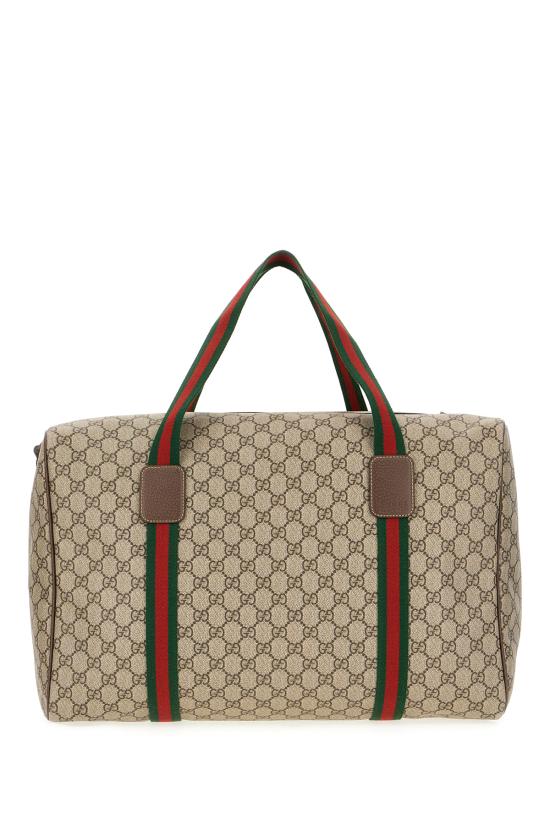 25FW 구찌 라지 더플백 스퀘어 웹 소프트 GG 수프림 758664FACK7 9768 BEIGE EBONY NEW ACERO RED GREEN - GUCCI