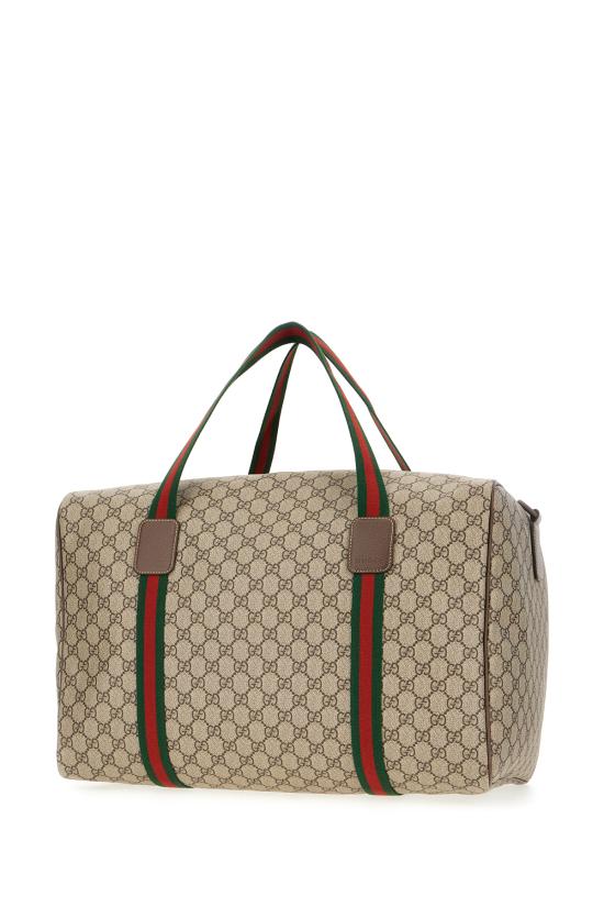 25FW 구찌 라지 더플백 스퀘어 웹 소프트 GG 수프림 758664FACK7 9768 BEIGE EBONY NEW ACERO RED GREEN - GUCCI
