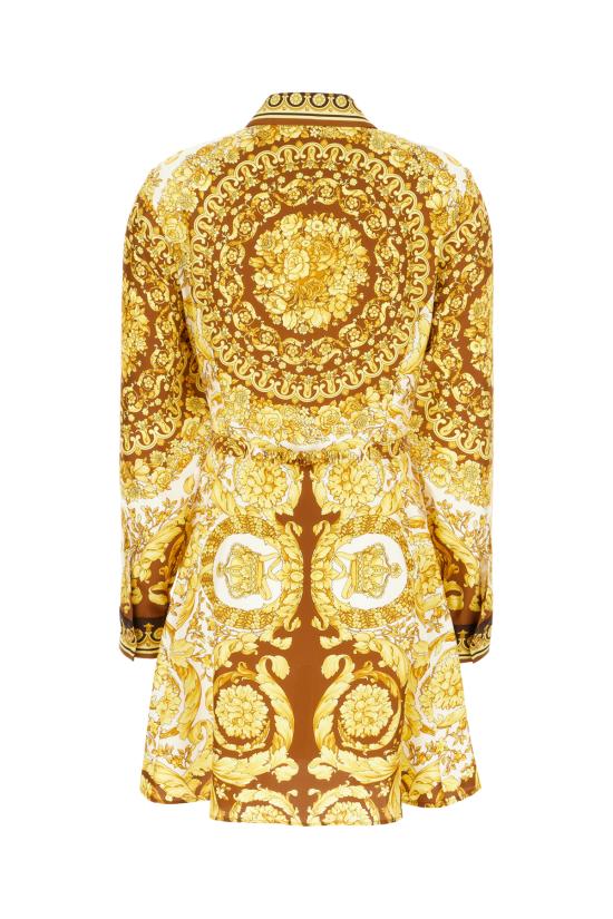 25FW 베르사체 원피스 10189331A15215 5N790 DARK BROWN SPICE BROWN EGGSHELL - VERSACE