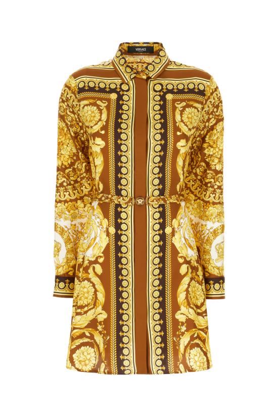 25FW 베르사체 원피스 10189331A15215 5N790 DARK BROWN SPICE BROWN EGGSHELL