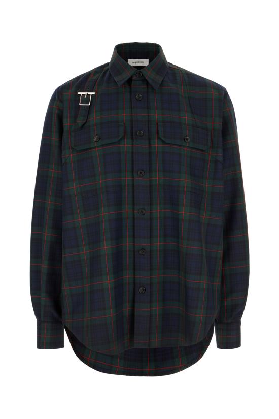 25FW 알렉산더 맥퀸 긴팔 셔츠 838500QRACD 1355 BLACK NAVY GREEN