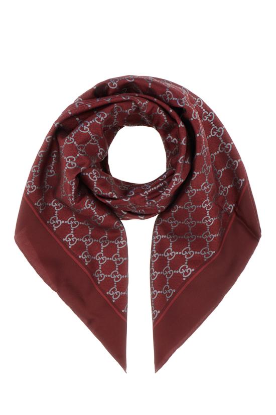 25FW 구찌 프린트 실크 까레 8122513G001 6173 ROSSO ANCORA