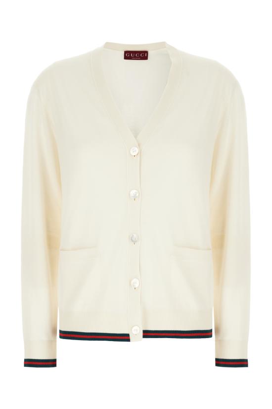 25FW 구찌 엑스트라 파인 캐시미어 실크 가디건 818588XKENL 9066 BIANCO WEB