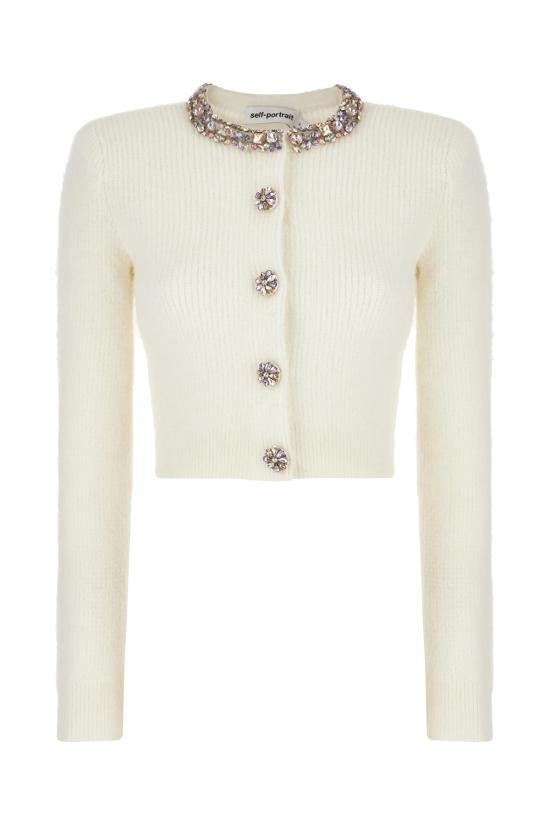 25FW 셀프 포트레이트 엠벨리시드 트림 가디건 AW25135CC CREAM