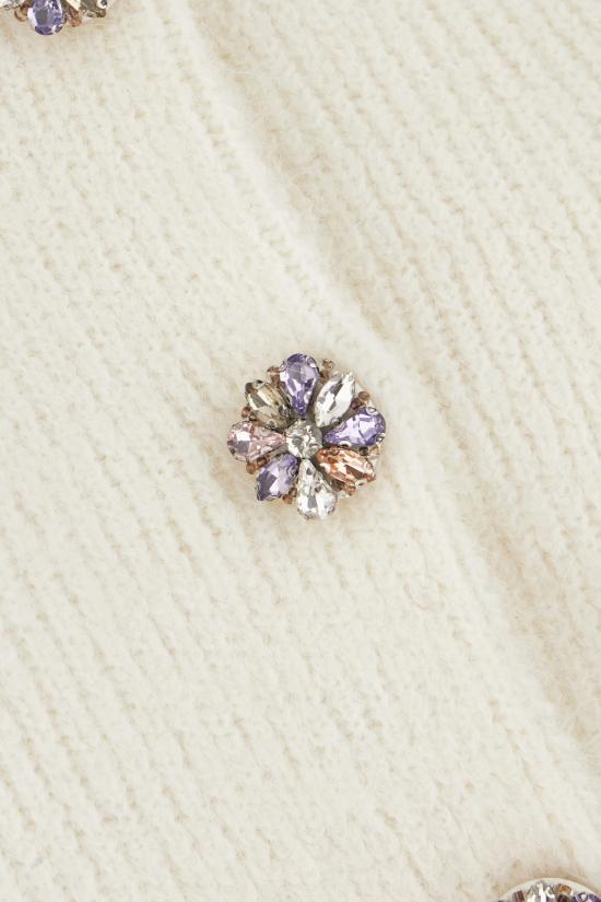 25FW 셀프 포트레이트 엠벨리시드 트림 가디건 AW25135CC CREAM - SELF PORTRAIT