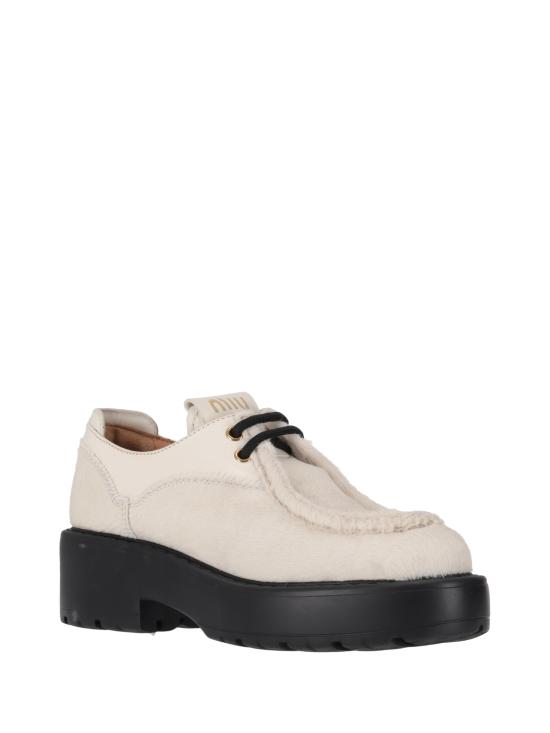 26FW 미우미우 로고 레더 레이스업 더비 슈즈 5E964DFD0552HIO F0304 AVORIO - MIU MIU