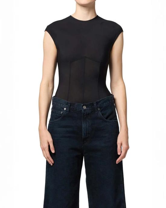  에이골디 바디수트 티셔츠 아골드 나디아 바디수트 블랙 - AGOLDE