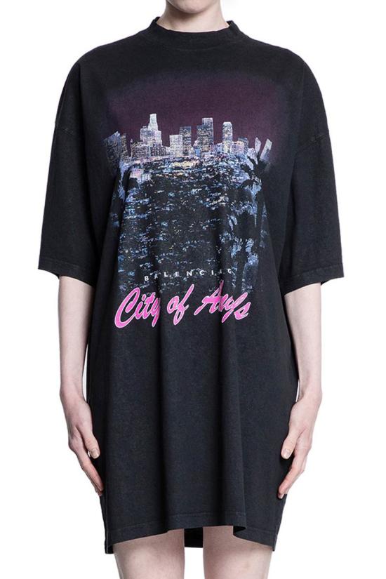 25FW 발렌시아가 숏 원피스 739037TSVR2 1041 Black