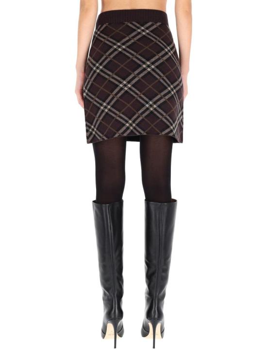 25FW 버버리 체크 울 캐시미어 스커트 8114203 B2412 BROWN - BURBERRY